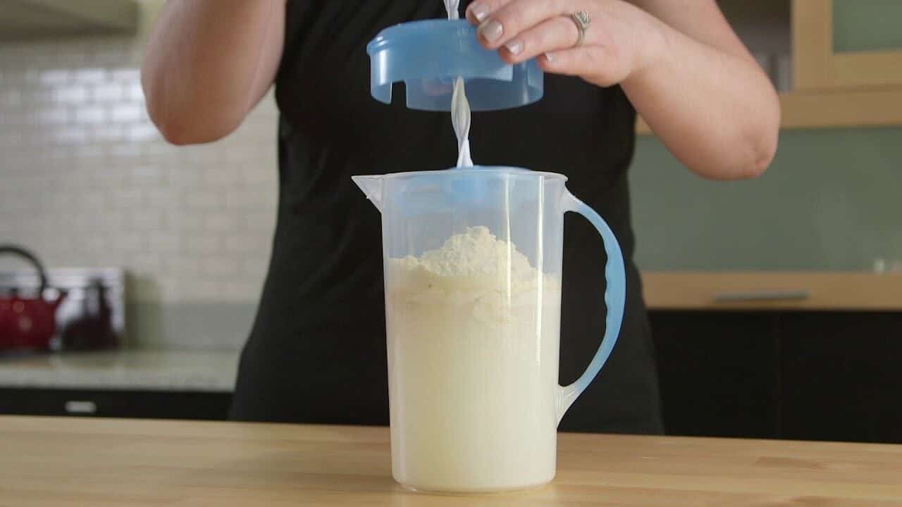 Using a pitcher instead of storing milk in so many bottles has