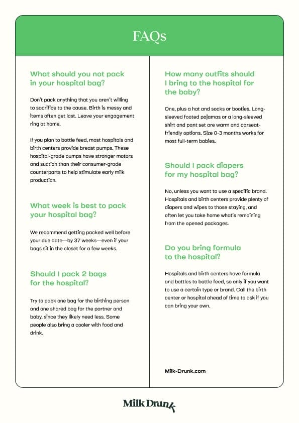 What to pack in your hospital bag FAQ's